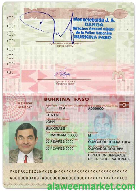 Burkina Faso passport template in PSD format, fully editable (2018 – present)